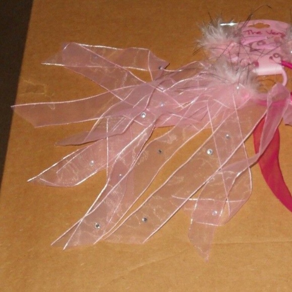 4 Pc Hair Ribbon Ponytail Pink Rhinestones Clip